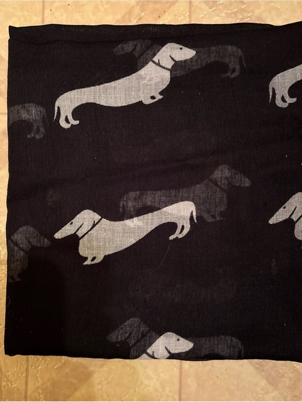 Dachshund Print Black Lightweight Scarf